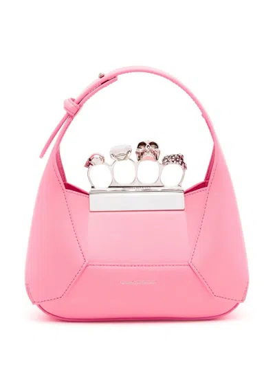Alexander Mcqueen Alexander Mc Queen The Jewelled Hobo Mini Leather Shoulder Bag In Pink
