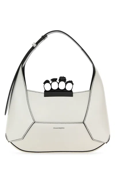 Alexander Mcqueen Women Silver Leather Jewelled Hobo Handbag Medium