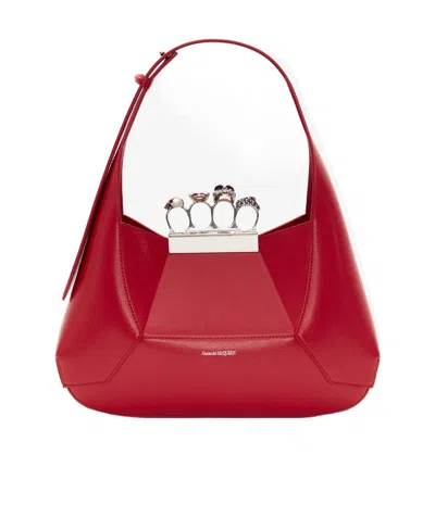 Alexander Mcqueen The Jewelled Shoulder Bag In Red