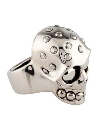 Pre-owned Alexander Mcqueen The Jewelled Skull Ring In Multi