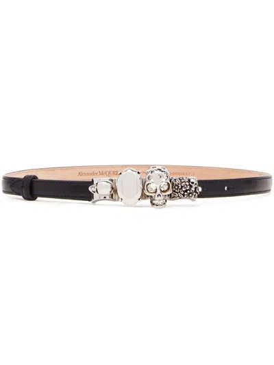 Alexander Mcqueen The Knuckle Leather Belt In 黑色