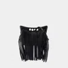 Alexander Mcqueen Stylish Mini Peak Fringed Crossbody Bag In Black