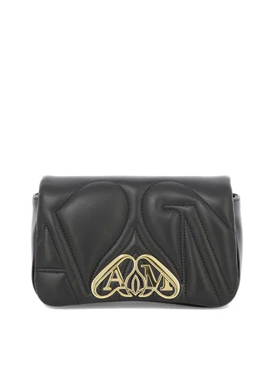 Alexander Mcqueen The Seal Mini Embellished Quilted Leather Shoulder Bag In Black