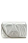 Alexander Mcqueen The Seal Mini Metallic Leather Crossbody Bag In Silver