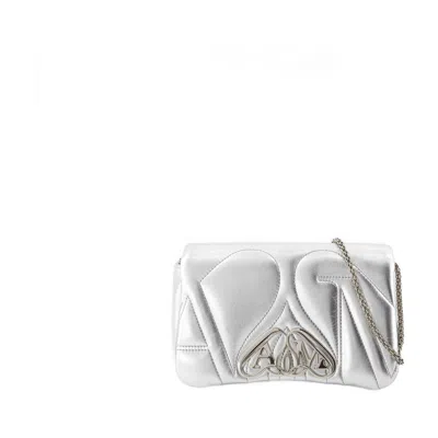 Alexander Mcqueen The Mini Seal Crossbody In Silver