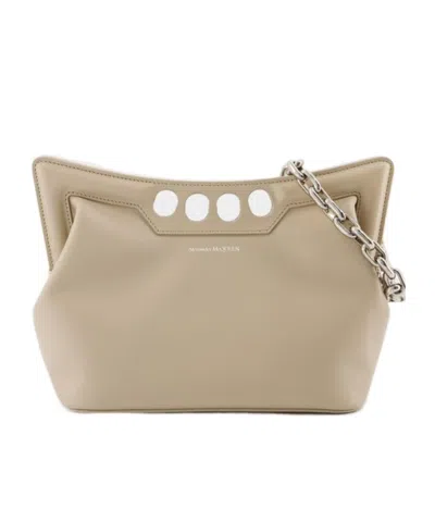 Alexander Mcqueen The Peak Small Curved Shoulder Bag In Nude