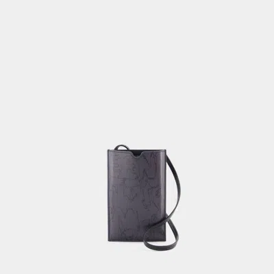 Alexander Mcqueen Mini Phone Holder Crossbody For Men In Black