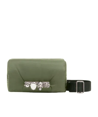 Alexander Mcqueen The Puffy Embellished Padded Belt Bag In Green