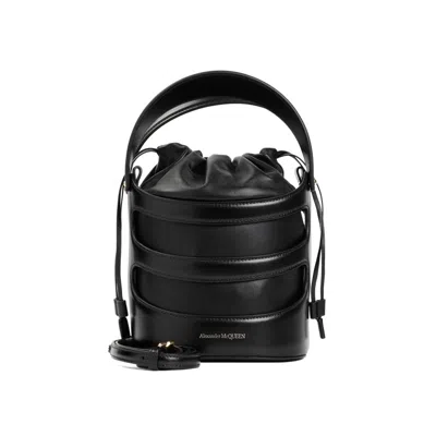 Alexander Mcqueen The Rise Black Leather Bucket Bag