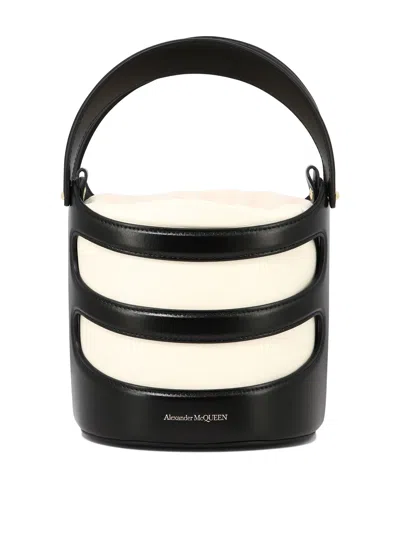 Alexander Mcqueen Black Leather Bucket Handbag For Women