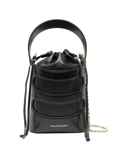 Alexander Mcqueen Elegant Mini Bucket Handbag In Black