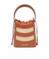 Alexander Mcqueen Women Two-tone Leather And Raffia Mini The Rise Bucket Bag In Brown