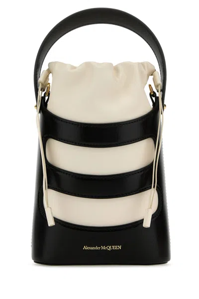 ALEXANDER MCQUEEN ALEXANDER MCQUEEN TWO-TONE LEATHER MINI THE RISE BUCKET BAG