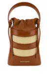 Alexander Mcqueen Women Two-tone Leather And Raffia Mini The Rise Bucket Bag