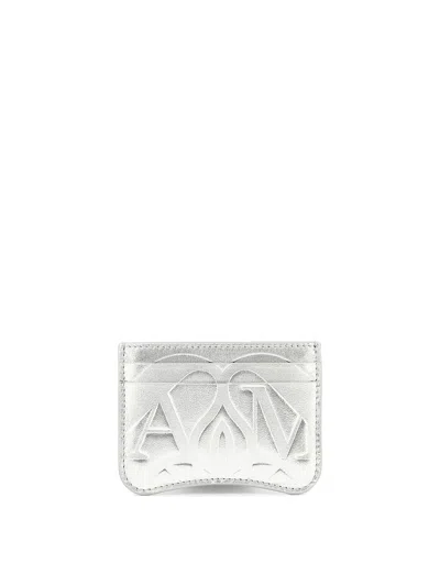 Alexander Mcqueen "the Seal" Card Holder In Silver