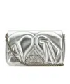 Alexander Mcqueen The Seal Mini Metallic Leather Crossbody Bag In Gray
