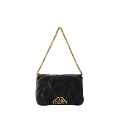 Alexander Mcqueen Alexander Mc Queen Seal Logo Small Leather Crossbody Bag In Black