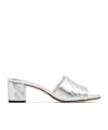 Alexander Mcqueen Alexander Mc Queen Metallic Leather Heel Sandals In Silver