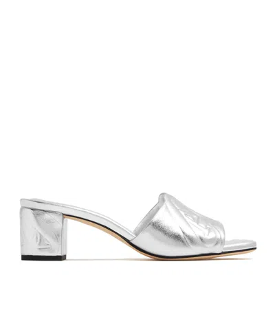 ALEXANDER MCQUEEN ALEXANDER MCQUEEN THE SEAL EMBOOSED METALLIC SANDALS