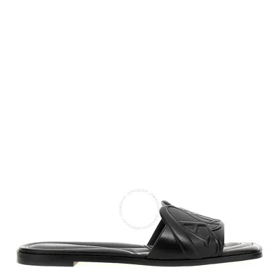 ALEXANDER MCQUEEN ALEXANDER MCQUEEN THE SEAL EMBOSSED SLIP-ON SLIDES