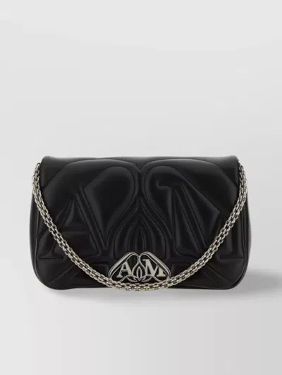 Alexander Mcqueen The Seal Lamb Leather Quilted Cross-body Bag In Black