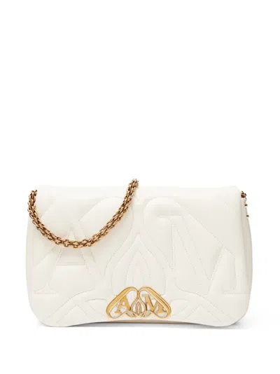 Alexander Mcqueen Alexander Mc Queen Seal Logo Small Leather Crossbody Bag In Beige
