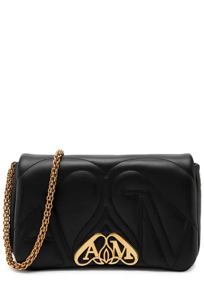 Alexander Mcqueen The Seal Small Leather Shoulder Bag In Black