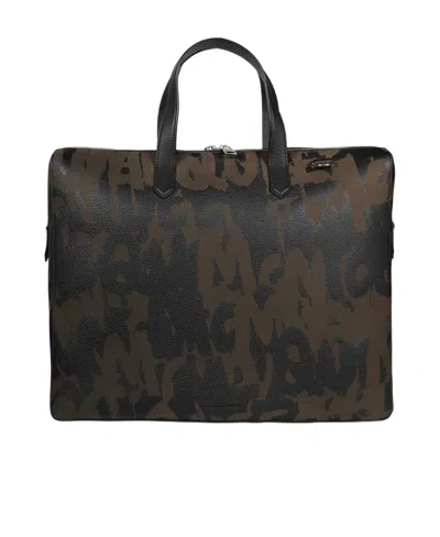 Alexander Mcqueen The Sharp Graffiti-print Tote Bag In Black