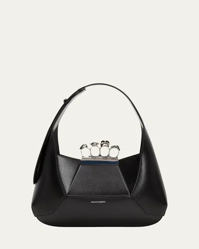 Alexander Mcqueen The Skull Jeweled Hobo Bag In Black