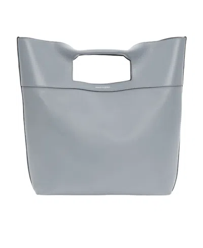 Alexander Mcqueen The Square Leather Tote In Gray