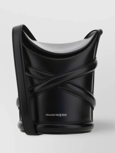 Alexander Mcqueen The Streamlined Leather Bucket Bag In Black