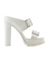 Alexander Mcqueen Leath S.leath Sandals - Leather - Ivory/silver In White