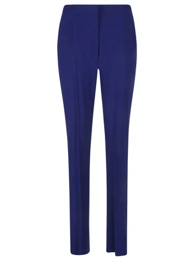 Alexander Mcqueen Thin Crepe Trousers In Blue
