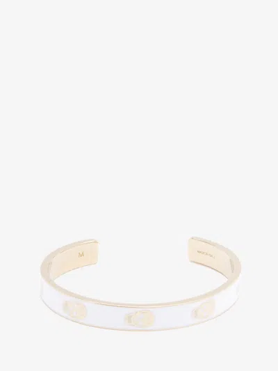 Alexander Mcqueen Thin Skull Cuff In White