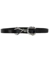 Alexander Mcqueen Thin Waist Leather Hook Belt In Black