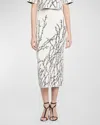 Alexander Mcqueen Thorn Jacquard Midi Pencil Skirt In Ivoryblk