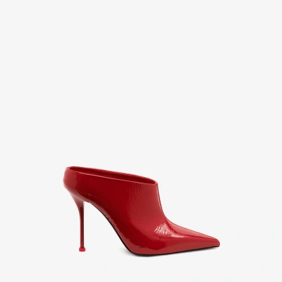 Alexander Mcqueen Thorn Patent Stiletto Mule Pumps In Red