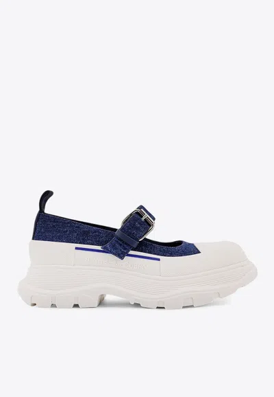 Alexander Mcqueen Thread Slick Mary Jane Denim Sneakers