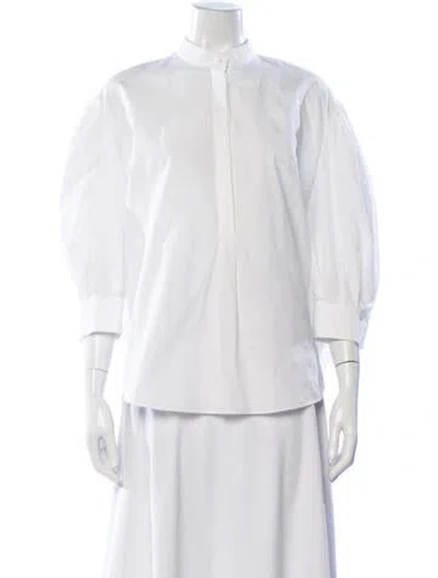 Pre-owned Alexander Mcqueen Three-quarter Sleeve Blouse In White