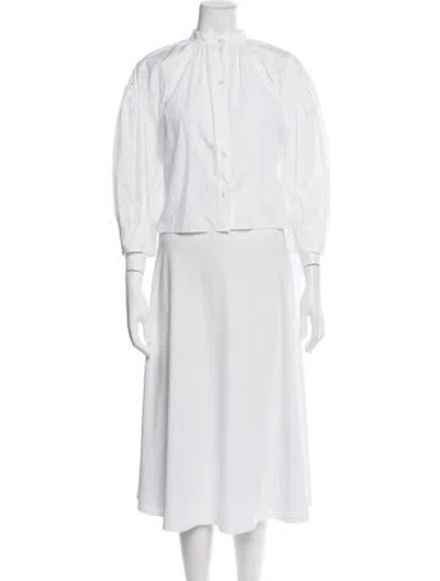 Pre-owned Alexander Mcqueen Three-quarter Sleeve Blouse In White