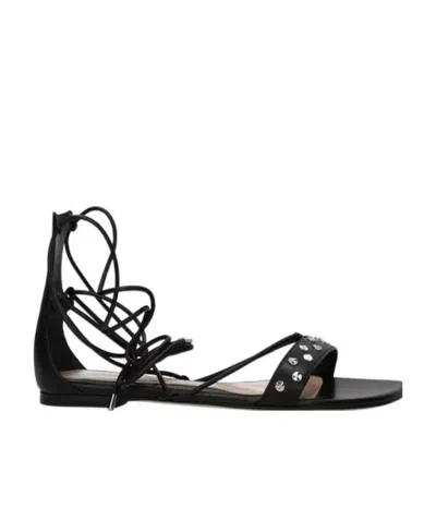 Alexander Mcqueen Tie Details Flat-soled Sandals In Black