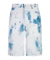 Alexander Mcqueen Tie-dyed Denim Shorts In Blue