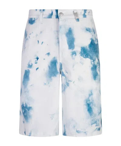 Alexander Mcqueen Tie-dyed Denim Shorts In Blue