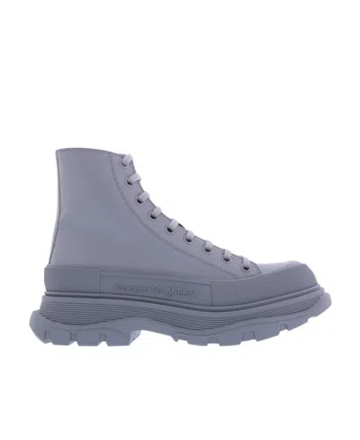 Alexander Mcqueen Tie High-top Sneakers In Gray