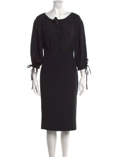 Pre-owned Alexander Mcqueen Tie Neck Knee-length Dress In Black
