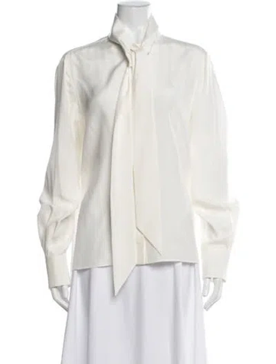 Pre-owned Alexander Mcqueen Tie Neck Long Sleeve Blouse In Neutral