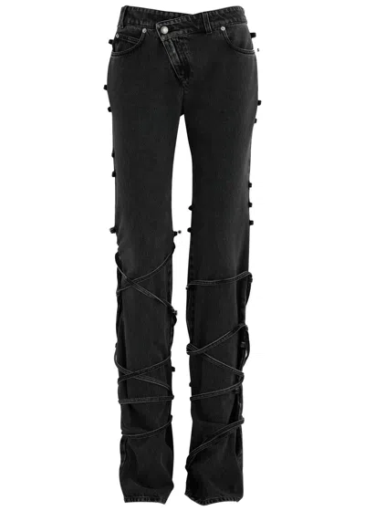 Alexander Mcqueen Tie-through Straight-leg Jeans In Denim