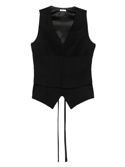 Alexander Mcqueen V-neck Back Tied Vest In Black