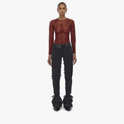 Alexander Mcqueen Mcqueen Wrapped Asymmetric Waist Jeans In Black