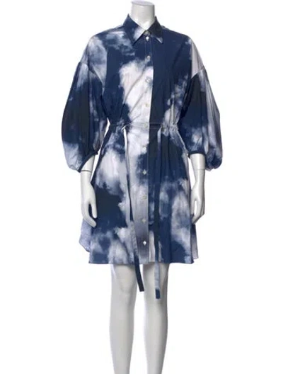 Pre-owned Alexander Mcqueen Tie-dye Print Mini Dress In Blue